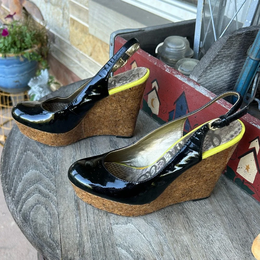Sam Edelman Mallory Patent Leather Slingback Wedge‎